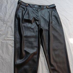 NEW LOFT Women's Black Faux Leather Straight Leg Pants, Size 12.